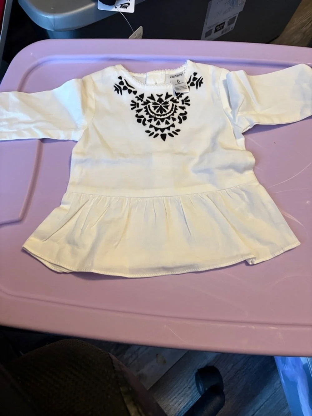 Carter's Cream Top with Black Leggings
